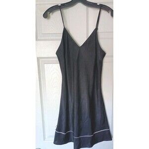 Cabernet Satin Slip Gown Size Small Black Lingerie Piping Romantic Sexy Coquette
